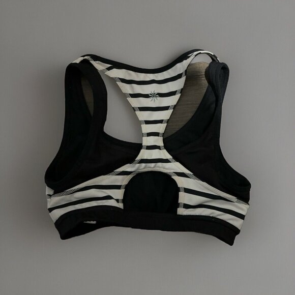 Athleta Black/White Stripe Triple Dare Yoga Sports Bra Small - Picture 2 of 6